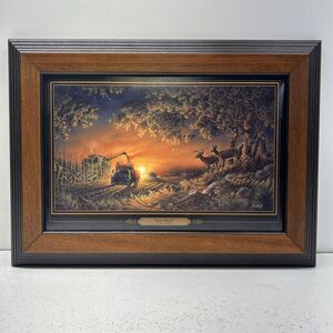 Terry Redlin Sunset Harvest Framed Personal Linen Design Presentation Plaque COA